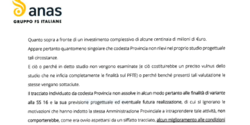 Anas boccia la proposta della Provincia e conferma la variante sul costone di Vasto: «È la più efficace»