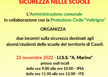 Sicurezza nelle scuole, due gli incontri formativi per gli studenti casolani