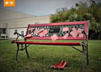 25 novembre, la TE Connectivity installa una panchina rossa nel proprio giardino