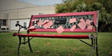 25 novembre, la TE Connectivity installa una panchina rossa nel proprio giardino