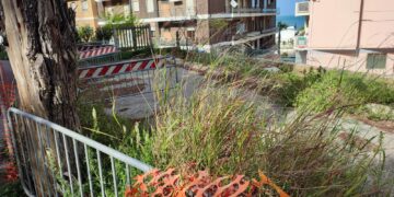 Muraglione crollato e strada ristretta da 7 anni, spunta la scritta: «Basta procrastinare»