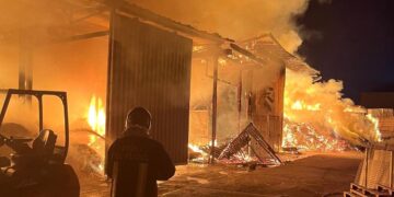 Fiamme nella zona industriale: incendio in un’azienda di imballaggi