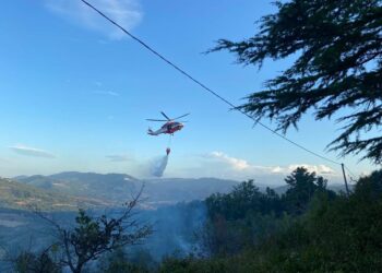 Incendio all’ingresso di Palmoli, vigili del fuoco intervengono con l’elicottero