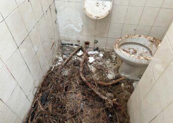 I bagni della villa comunale di Vasto devastati e inservibili: all’interno anche terra e rami