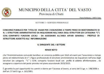 Il Comune di Vasto assume un addetto all’informazione: il bando di concorso
