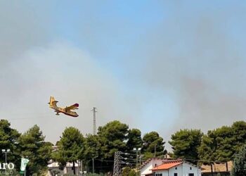 Incendio a ridosso del cimitero di Cupello, in azione canadair ed elicottero