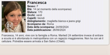 Fracesca, scomparsa a Roma e ritrovata a San Salvo, è sparita di nuovo