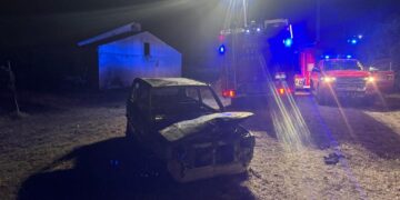 Pollutri, auto distrutta dalle fiamme in contrada Piano Croce