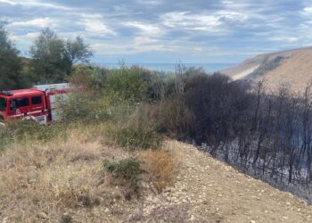 Incendio a Punta Aderci: fiamme dietro la spiaggia