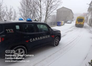 Pericolo ghiaccio sulle strade interne, alunni rimandati a casa: pulmino scortato dai carabinieri