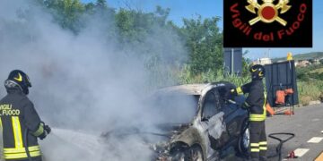 A14, comincia a uscire fumo dal motore: auto distrutta dalle fiamme, conducente salvo
