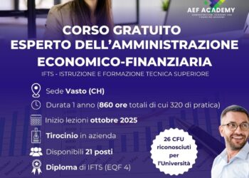 A ottobre il corso gratuito di formazione per tecnico dell’amministrazione finanziaria