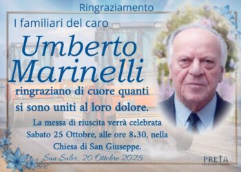 Umberto Marinelli, il ringraziamento dei familiari