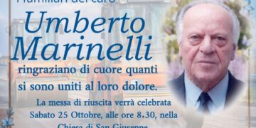 Umberto Marinelli, il ringraziamento dei familiari