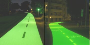 La pista ciclabile diventa fluorescente: «Così migliorerà la visibilità notturna»