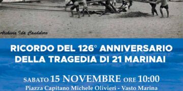 Naufragio del 1899, a Vasto Marina la cerimonia per ricordare i 21 pescatori scomparsi