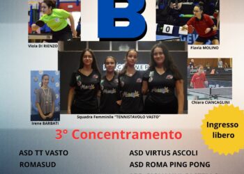 Campionato italiano di tennistavolo, sei squadre si sfidano a Vasto