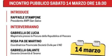 Referendum, il 14 marzo incontro dell’Anpi San Salvo sulle ragioni del “No”