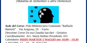 Demenza, a Vasto un corso di formazione per famigliari, caregiver e operatori